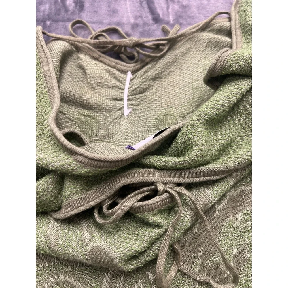 House of Sunny Law of Attraction Green Floral Jacquard Knit Midi Dress US 8 - Picture 9 of 14